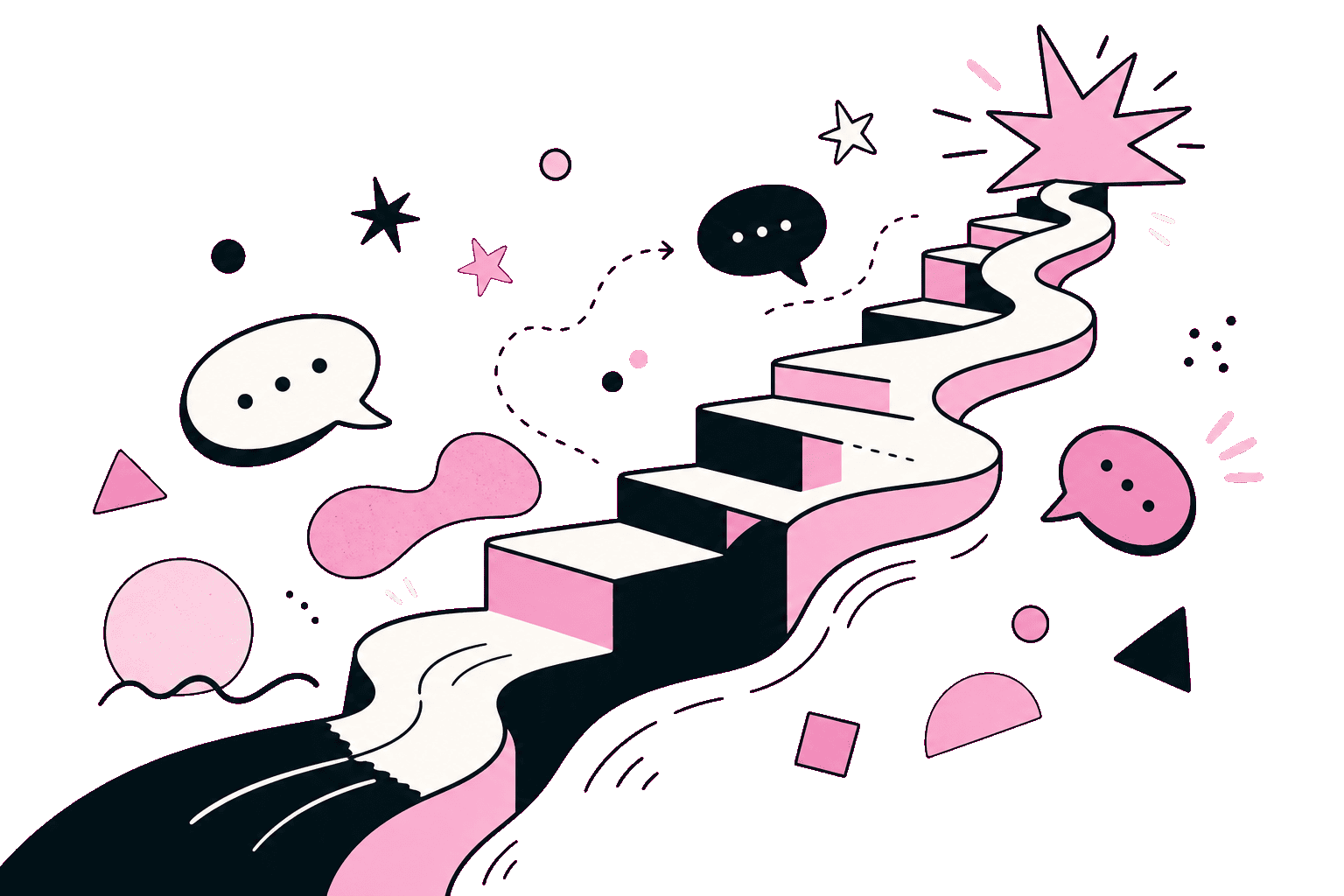 Illustrazione di un percorso creativo fuori dagli schemi